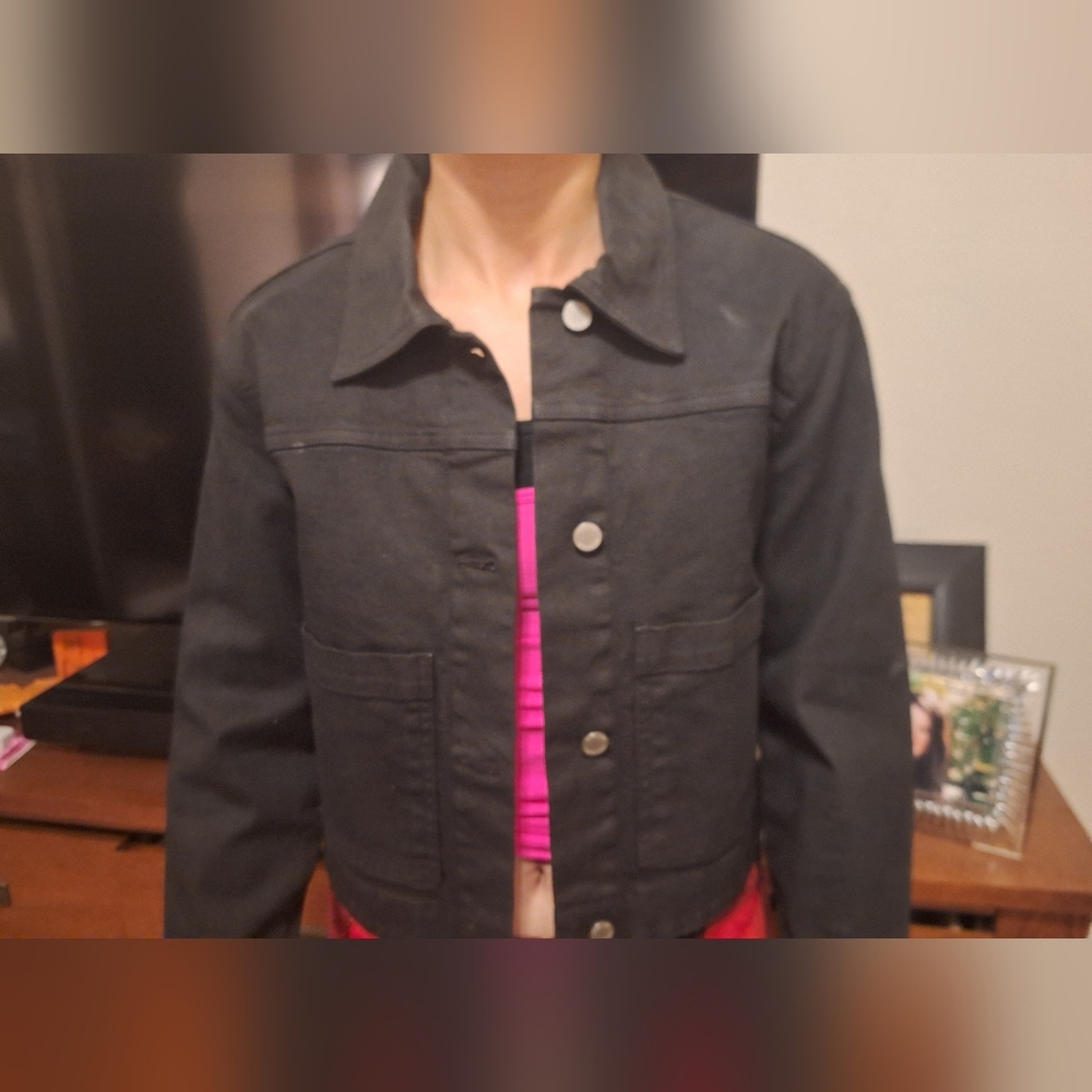 Bananna Republic Cropped Black Button-Up Jacket Sz Small